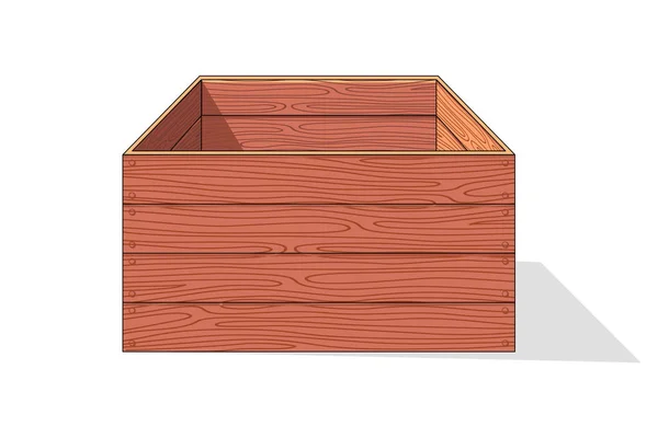 Icono de vector isométrico de caja de madera. Contenedor de transporte de frutas y verduras para paletas — Vector de stock
