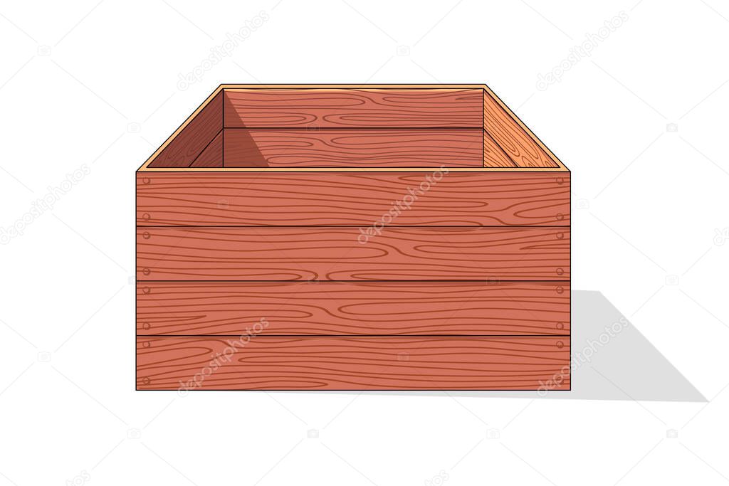 Wooden box isometric vector icon. Pallets fruits and vegetables transportation container