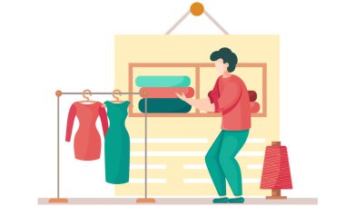 Tasarımcıyla dikiş dikmek, iplikle çalışmak. Adam yaratmaya çalışıyor. Elbiseli askı