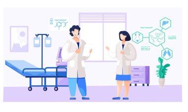 Danışmanlık sürecinde doktorlarla birlikte tıbbi ekip çalışması konsepti. Danışma ve tanı