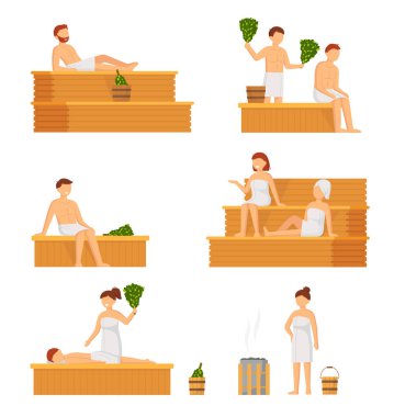 Sauna ve spa prosedürleri izole edildi. Banya 'daki insanlar. Rahatlama vücut bakımı ve terapi