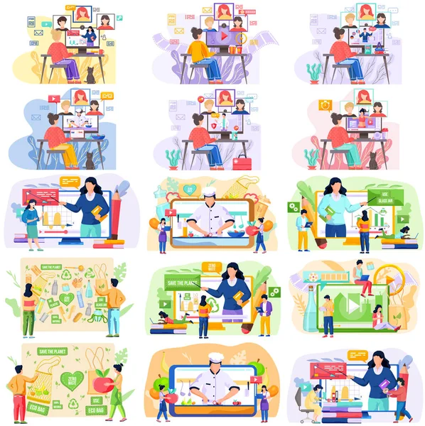 İnternette yemek pişirme, yabancı dil öğrenme, ekoloji hakkında video blogu öğreniyorum. Video konferans çağrısı