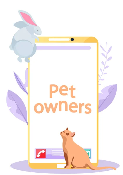 Mobiltelefon ansökan för sällskapsdjur ägare att umgås få information och dela bilder av djur — Stock vektor