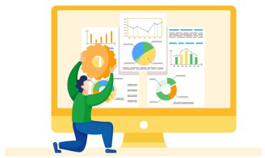 Finansal istatistikleri inceleyen bir adam. Adam dizinin üstünde dururken vitesi tutuyor.