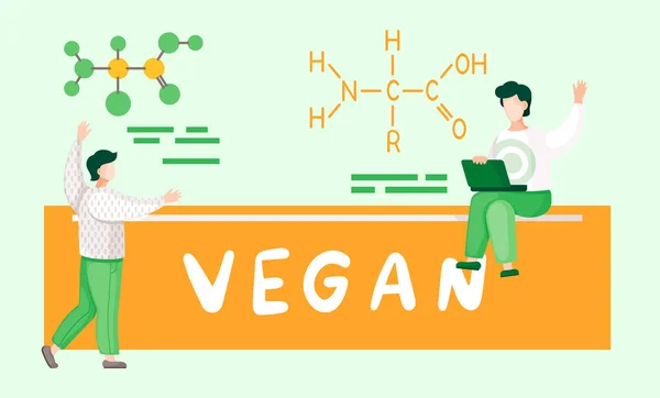 Kemilektion på inskriptionen. Veganskt koncept. Naturlig ekologisk mat. En hälsosam livsstil — Stock vektor