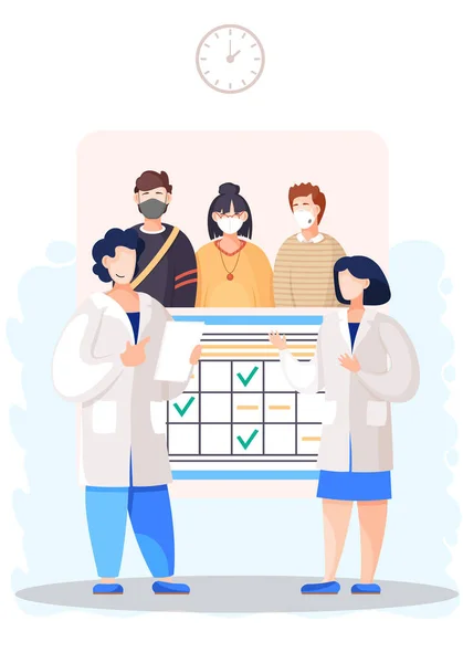 Coronavirus affects people. The schedule with check marks. Doctors note the number of recovered — Stock Vector