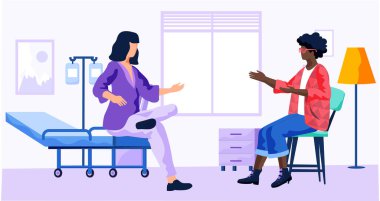 Kızlar hastane odasında iletişim kuruyor. Gözlüklü kadın arkadaşıyla konuşuyor.