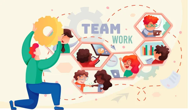 Teamarbeit, Büroangestellte kommunizieren. Geschäftsleute im Gespräch. Geschäftstreffen — Stockvektor