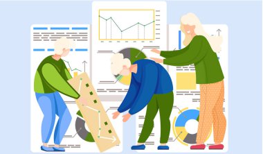 Diyagram analizi için takım çalışması sunum yakınlarındaki çalışanların mali konsültasyonu