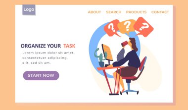 İniş sayfası şablonunu düzenle, iş kadını dizüstü bilgisayarla masada oturuyor ve planlama yapıyor.