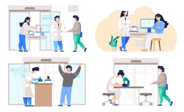 Laboratuvarlarındaki profesyonel kimyagerler dört sahneden oluşan fraksiyonlarla farklı deneyler yapıyorlar.