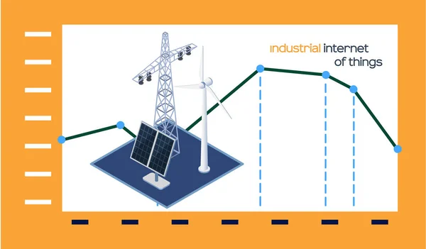 Przemysłowy internet rzeczy prezentacja plakat z inteligentnego sprzętu alternatywnej energii i wykresu — Wektor stockowy