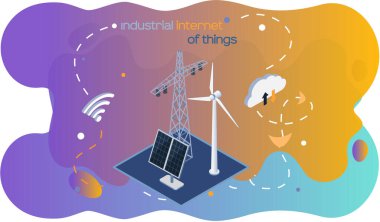 Akıllı alternatif enerji modern çevre dostu kurulum. Şeylerin endüstriyel interneti