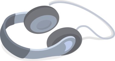 Gri kulaklıklar. Müzik ve teknoloji, ses ve ses, vektör illüstrasyonu izole kulaklıklar