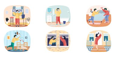 İnsanlar tarafından sahnelenen günlük eğlence ve çalışma aktiviteleri. Günlük rutin paketler