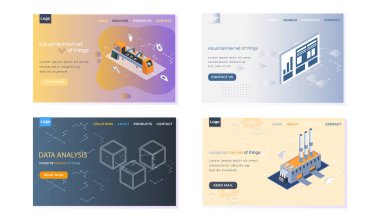 İniş sayfasındaki şeylerin endüstriyel interneti. Otomatik endüstriyel üretim için ekipman