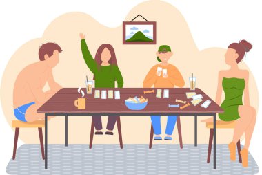 Mayolu ebeveynler çocuklarıyla vakit geçirir ve birlikte oturma odasında masa oyunu oynarlar.