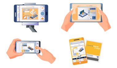 Nesnelerin internet konsepti, modern teknolojik uygulamalı akıllı telefon web sayfası