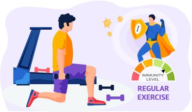 Dambıllarla çömelmiş bir adam. Süper kahraman yüksek seviyede bağışıklık gösteriyor. Spor yapan adam.