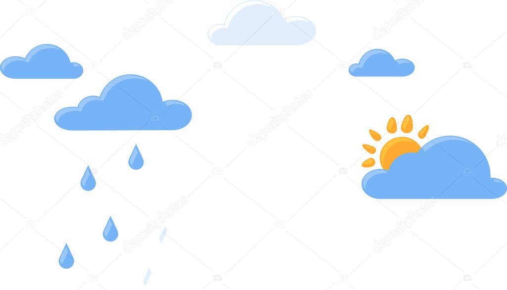 Sky with clouds, rain and sun at same time. Climate change and weather on planet earth concept