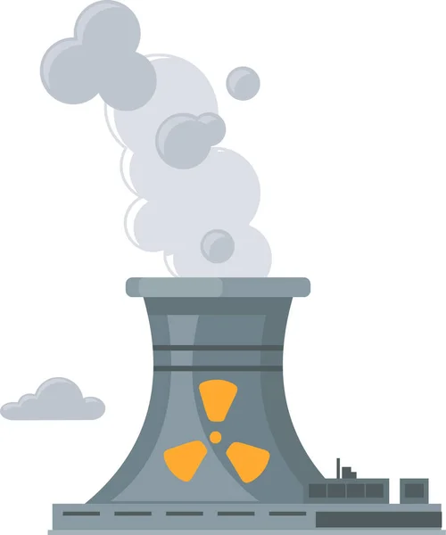 Фабрика з символом радіаційних та радіоактивних речовин. Атомна електростанція забруднює повітря — стоковий вектор