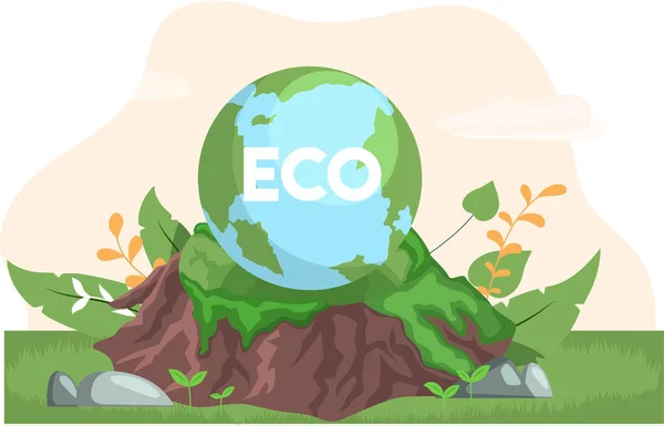 Cambio climático y climático del planeta. Ecológico, biodiversidad, conservación y protección del medio ambiente — Vector de stock