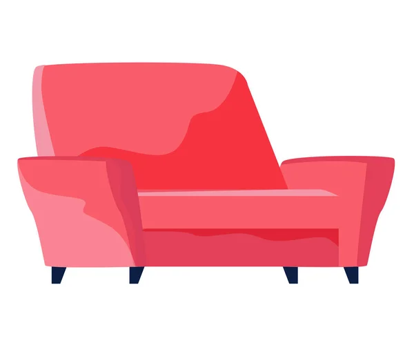 Retroröd fåtölj. Vardagsrum möbler design koncept modernt hem inredning element — Stock vektor