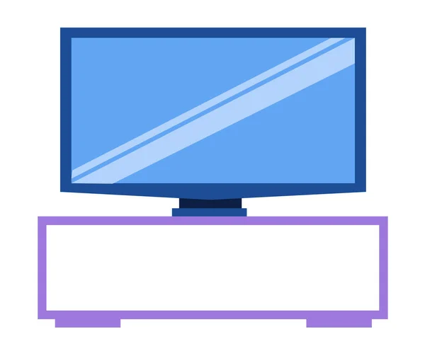 Support TV avec dispositif électronique. Grand écran plasma. Large affichage sur l'élément de mobilier — Image vectorielle