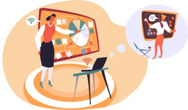 Uzaktan çalışma ve ağlar. Çevrimiçi ve evden çalışan profesyonel iş tele-işçileri