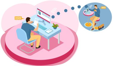 Uzaktan çalışma ve ağlar. Çevrimiçi ve evden çalışan profesyonel iş tele-işçileri