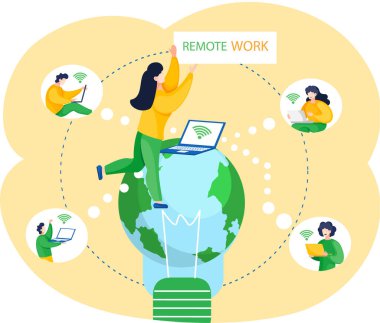 Uzaktan çalışma ve ağlar. Çevrimiçi ve evden çalışan profesyonel iş tele-işçileri