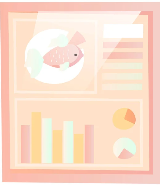 물고기의 개체 수 연구. 도표와 도표를 가지고 있는 바 다 거주자에 관한 통계 자료 — 스톡 벡터