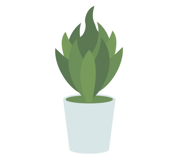 Planta verde decorativa con hojas largas en maceta de cerámica, maceta con planta de interior. Inicio planta interior — Vector de stock