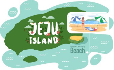 Güney Kore 'deki Jeju adasına hoş geldiniz, ünlü gösteri yerleri. Gezginler eğlence ve müzeleri ziyaret ediyorlar