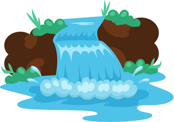 岩石落水热带瀑布从山上落下来的水的简单图标 — 图库矢量图片