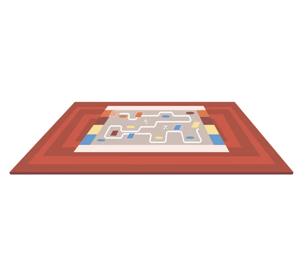 Juego de mesa con cubos y camino para pasar. Mapa multicolor con camino, camino a la línea de meta para ganar — Vector de stock