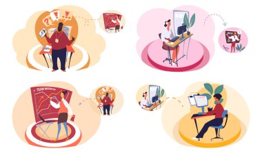 Uzaktan çalışma ve ağlar. Çevrimiçi ve evden çalışan profesyonel iş tele-işçileri