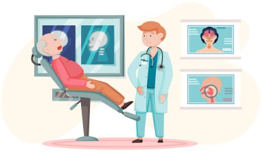 Otoloji doktorunun hastası. Otorhinolaryngoloji sağlık sigortası veya otolarengoloji hastalıkları