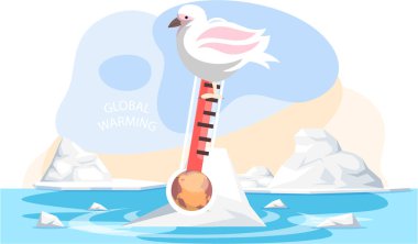 Su sıcaklığındaki artış, küresel ısınma hayvanları etkiler. Kutup martısı termometrenin üzerinde duruyor