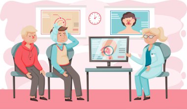 Otoloji doktorunun hastası. Otorhinolaryngoloji sağlık sigortası veya otolarengoloji hastalıkları