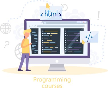 Online eğitim programlama dersleri, kodlama öğrenme. Bilgi teknolojisi eğitim oturumu