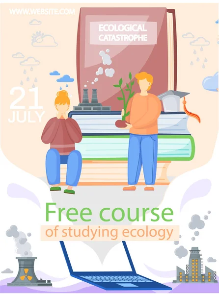 Бесплатный курс изучения экологии. Вебинар, онлайн-обучение, групповое обучение через Интернет — стоковый вектор