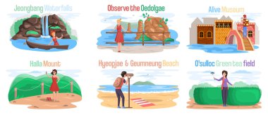Güney Kore 'deki Jeju Adası' nda Asya ülkesinin ünlü turistik yerleri.