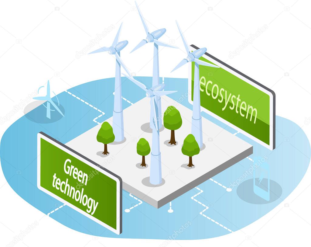 Wind generator eco-friendly alternative energy. Electricity production using green technology