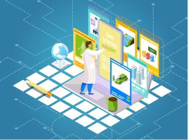 Çevre dostu teknolojiyle çalışan bir bilim adamı. Elektrik üretimi için yeşil enerji gelişimi.
