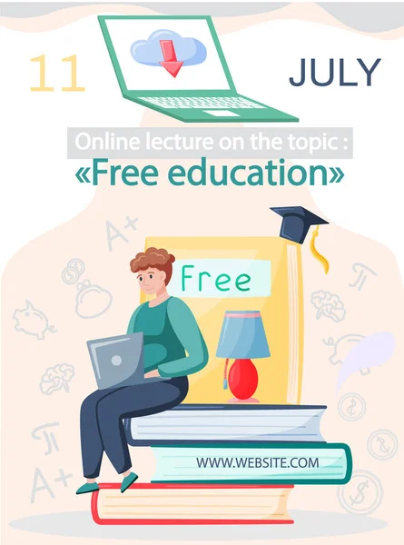 Plateforme d'apprentissage en ligne et cours en ligne sur ordinateur portable et smartphone, concept innovant d'éducation gratuite — Image vectorielle