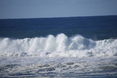 Kırıcı dalgalarla deniz kıyısının güzel manzarası