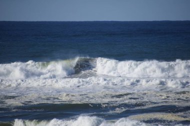 Kırıcı dalgalarla deniz kıyısının güzel manzarası