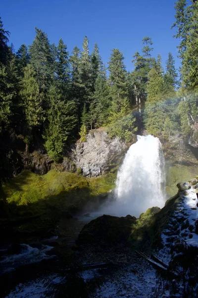 Scenery Waterfall Flow Wild Forest Summer Season Nature — Stock Photo, Image