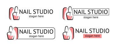 Süslü manikür stüdyosu logosu. Vektör.